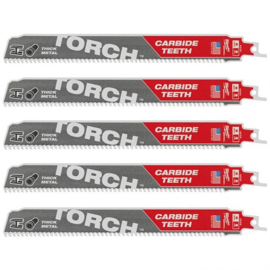 Milwaukee 230mm x 8tpi Metal TORCH Sawzall Blades with Carbide Teeth