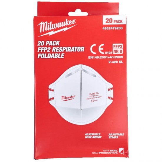 Milwaukee FFP2 Foldable Respirators (20 Pcs)
