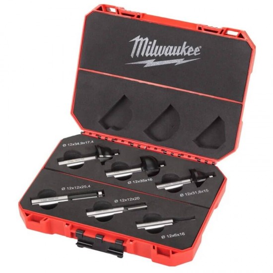 Milwaukee 6 Piece Router Bit Set (12mm shank)