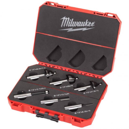 Milwaukee 6 Piece Router Bit Set (1/2" shank)