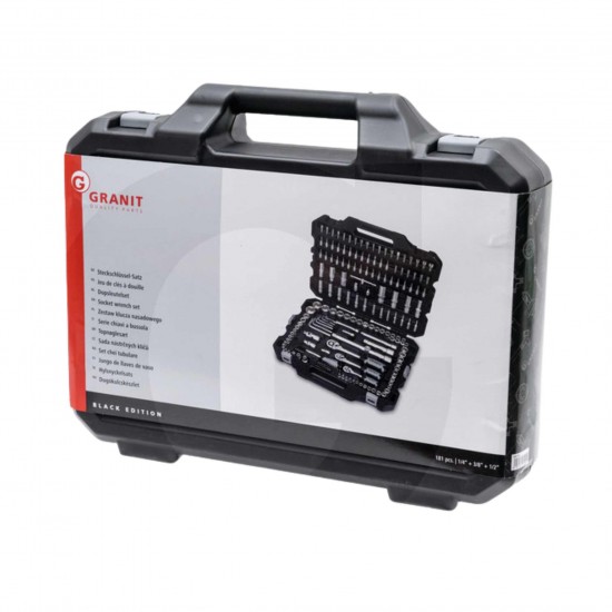 Granit Black Edition 181PCS, 1/4", 3/8", 1/2" Socket Wrench Set