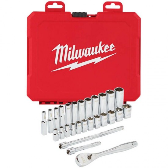 Milwaukee 28PC 1/4" Drive Metric Ratchet & Socket Set