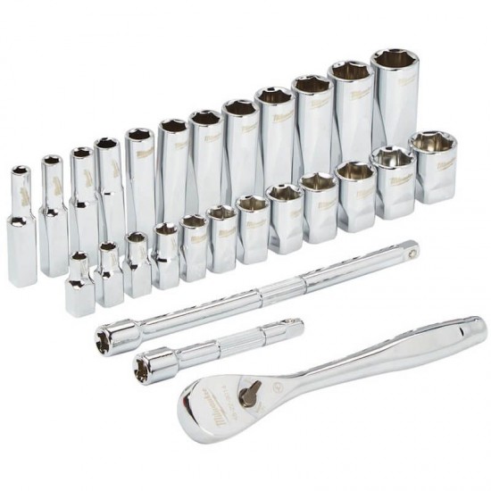 Milwaukee 28PC 1/4" Drive Metric Ratchet & Socket Set