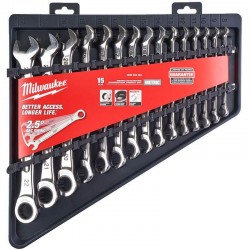 Milwaukee 15PC Max Bite Ratcheting Combination Spanner Set