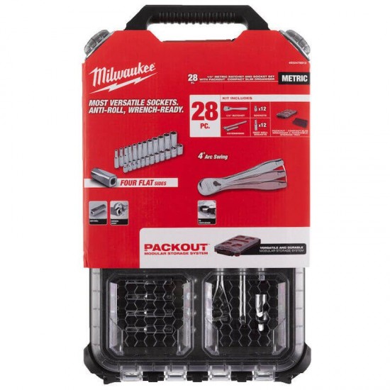 Milwaukee 28PC Packout 1/4" Ratchet & Socket Set