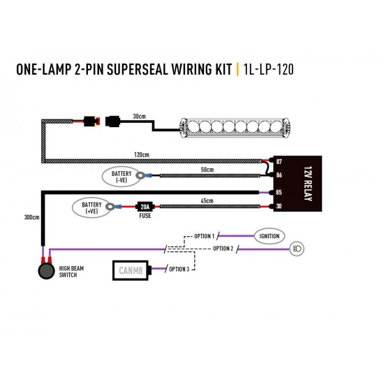 Lazer Single-Lamp Wiring Kit (2-Pin, Superseal, 12V)