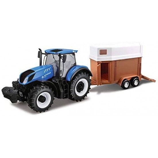 Bburago New Holland T7.315 with horse trailer